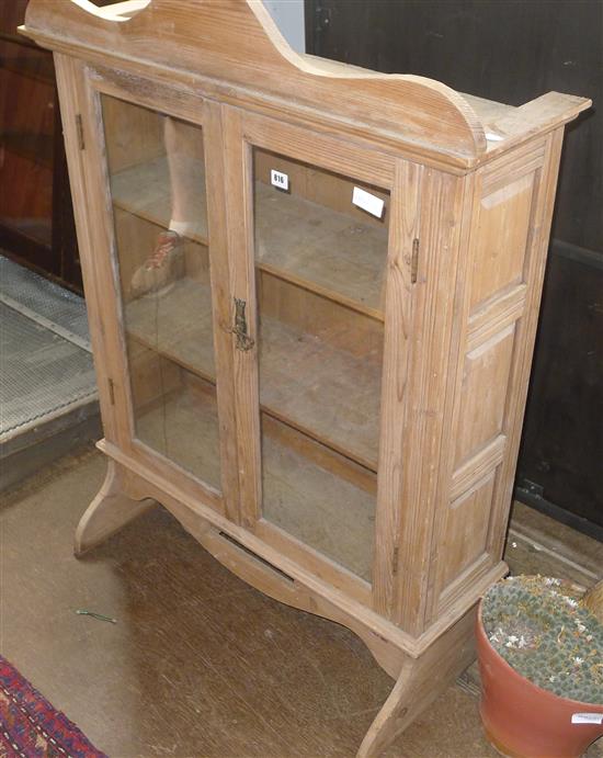 Pine glazed hanging cupboard